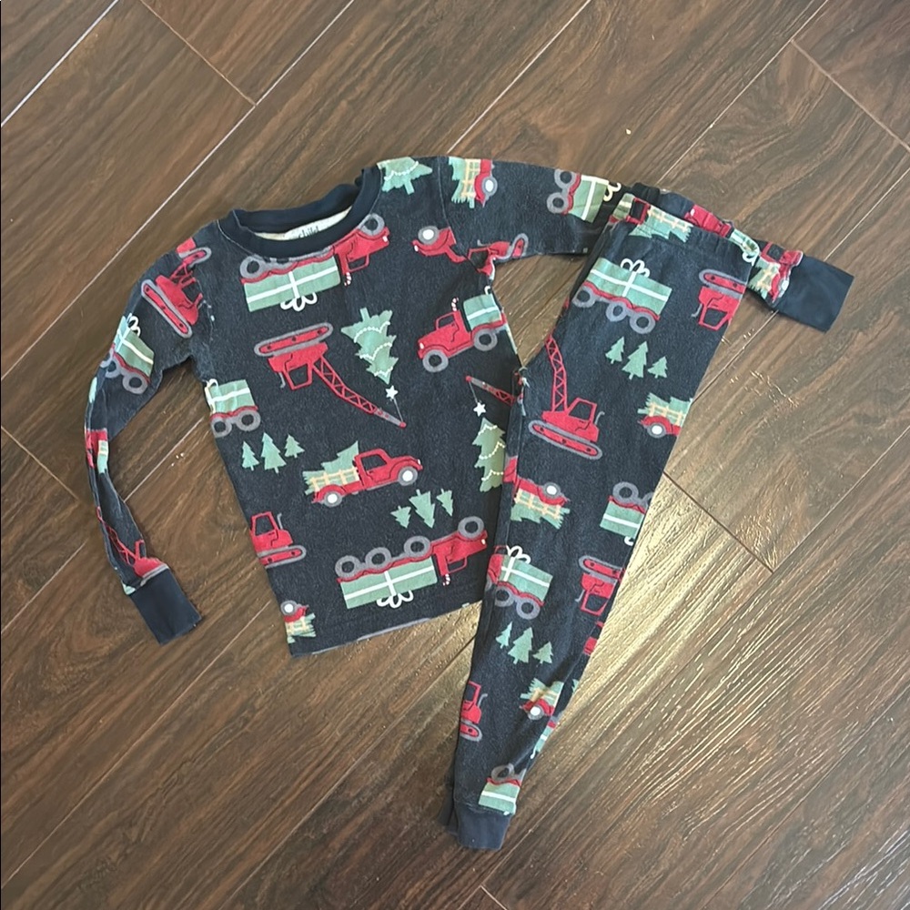 Children's Construction Pajama Set - Red and Gray